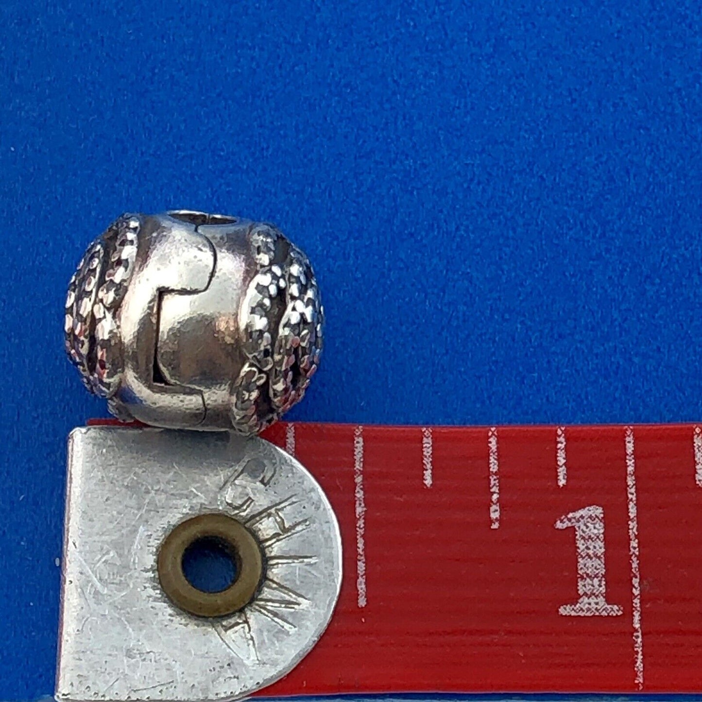 Designer Sterling Silver 925 White CZ Tangled Flower Pattern Bead Charm