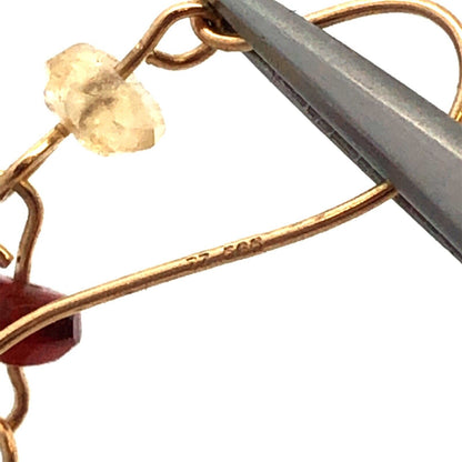 Designer ZZ 14K Yellow Gold White Purple Amethyst Beaded Chain Dangle Earrings