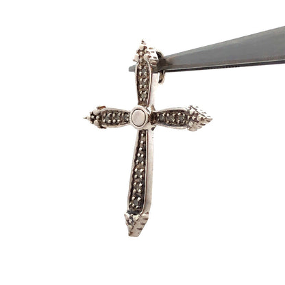 Designer 925 Sterling Silver Round Diamond Textured Cross Pendant