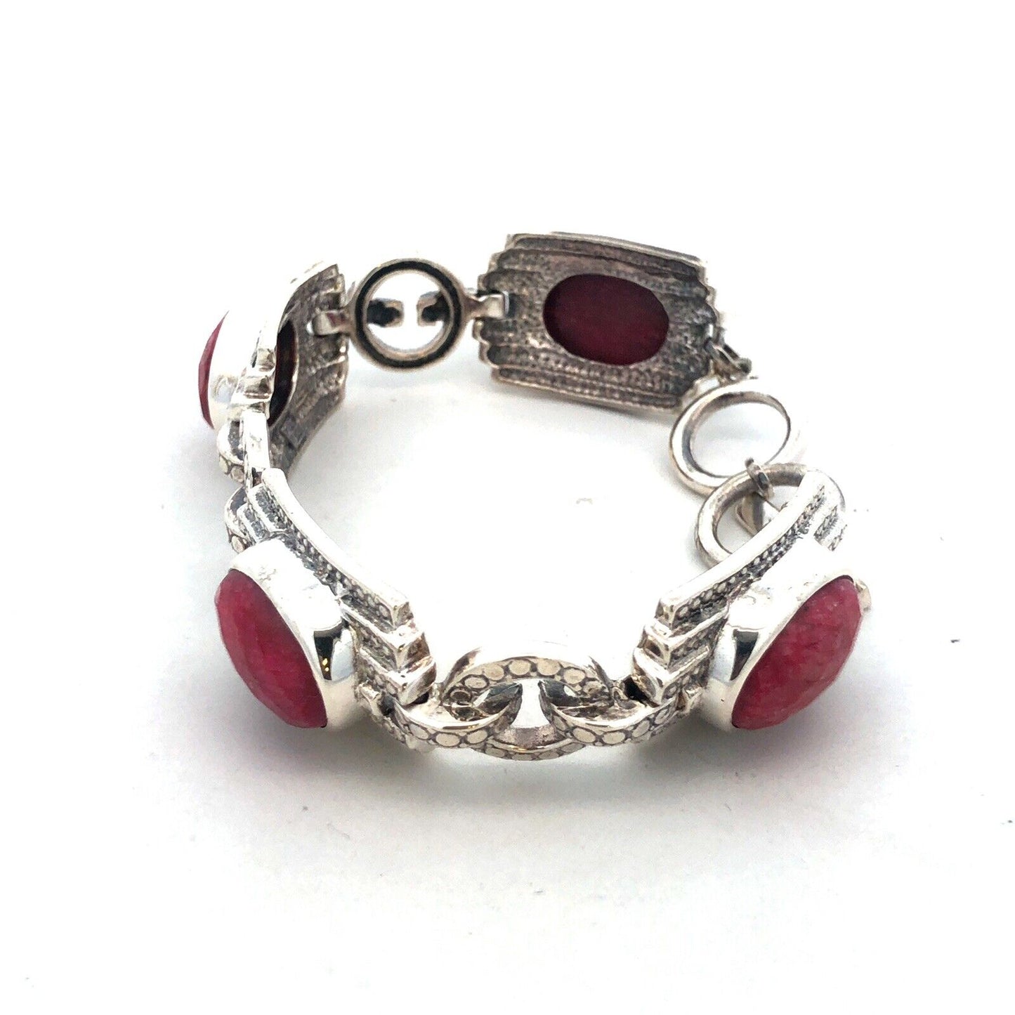 Designer Nicky Butler 925 Sterling Silver Ruby Corundum Statement Panel Bracelet