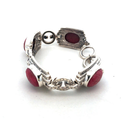 Designer Nicky Butler 925 Sterling Silver Ruby Corundum Statement Panel Bracelet