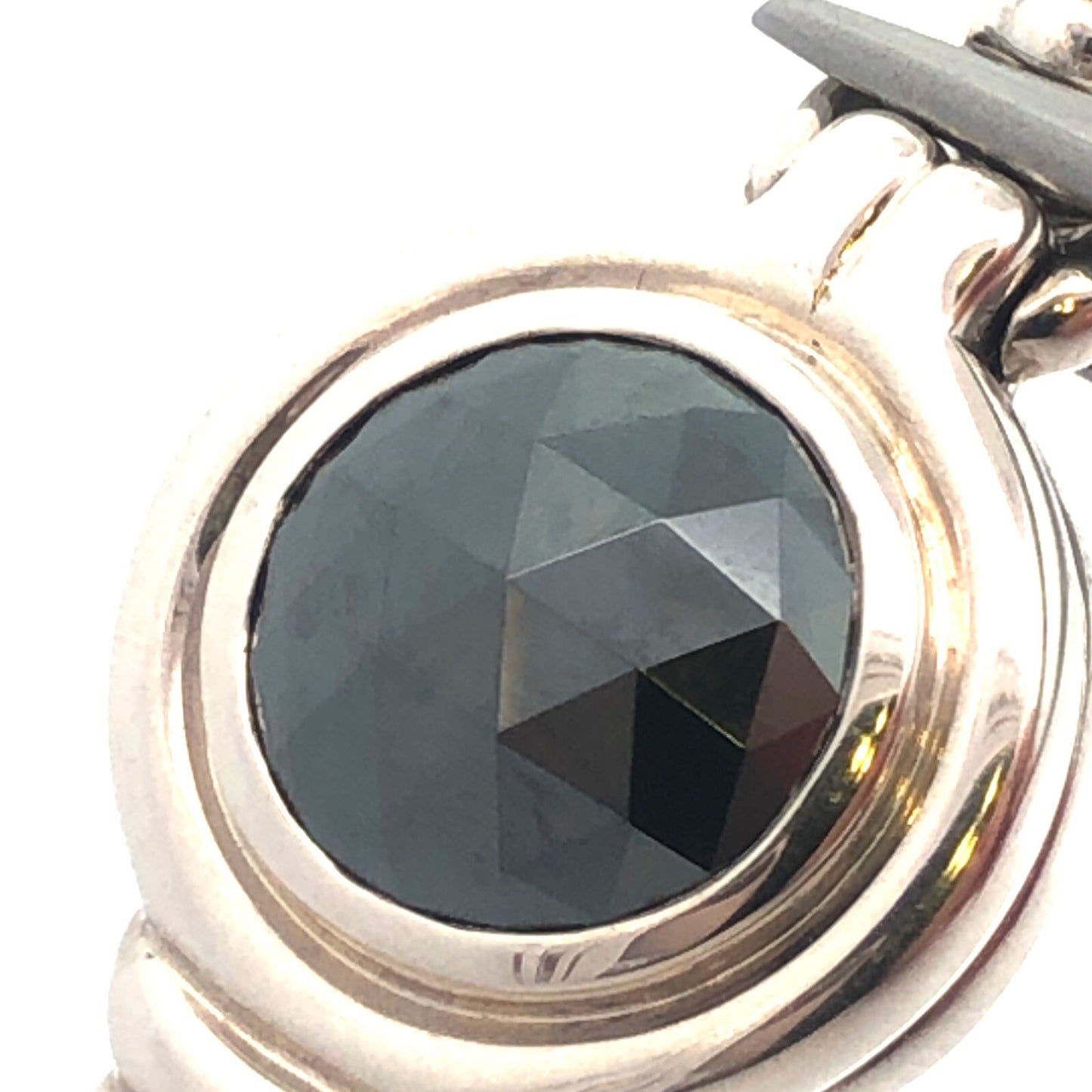 John Hardy JH 925 Sterling Silver Cushion Cut Hematite Enhancer Pendant