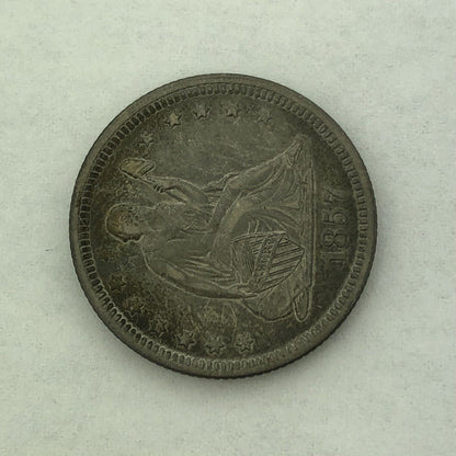 1857 P Silver Seated Quarter Dollar No Motto Philadelphia Mint Coin Extra Fine