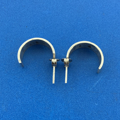 Vintage Scott Skeets Navajo Sterling Silver Storyteller Half Hoop Stud Earrings