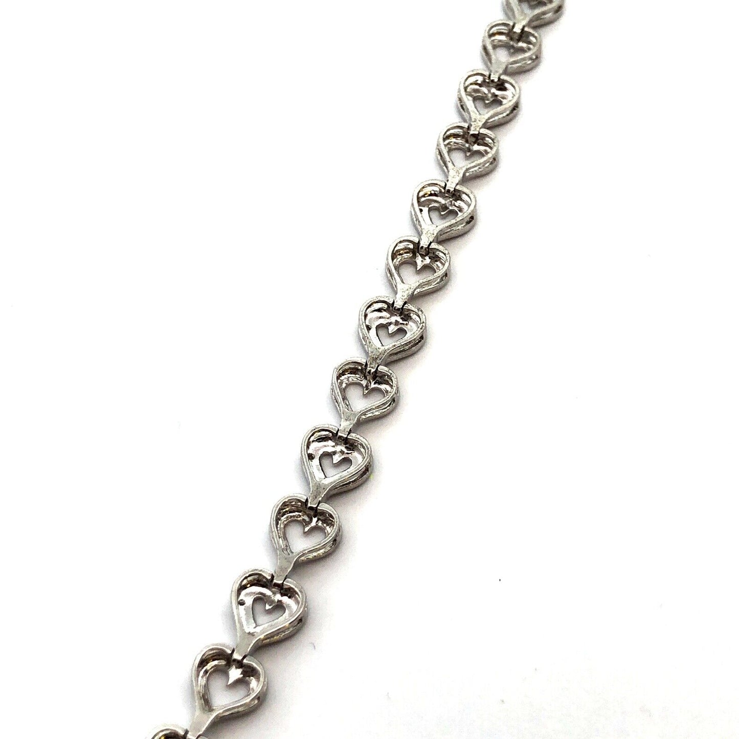 Designer 925 Sterling Silver Diamond Heart Anniversary Tennis Bracelet