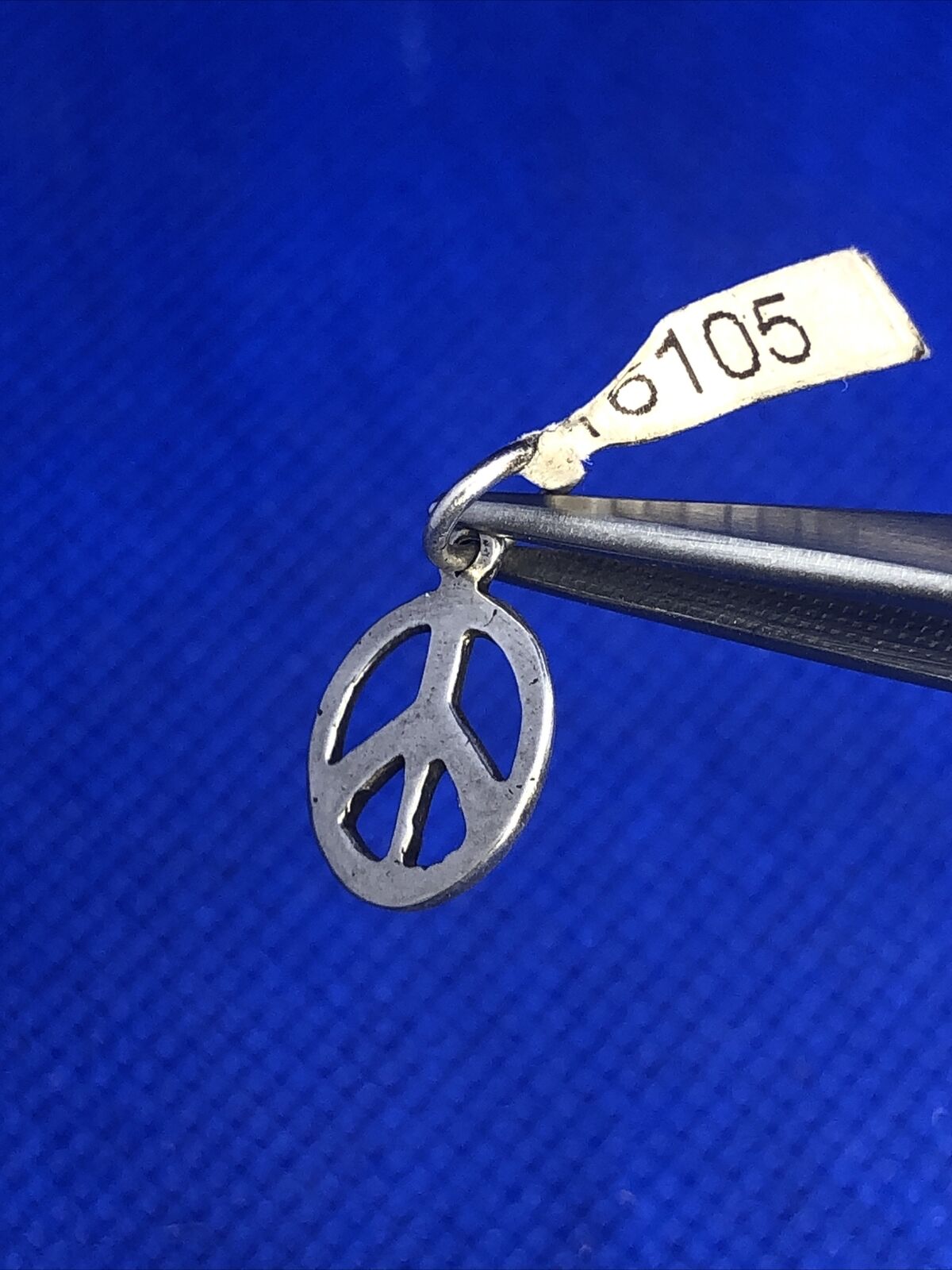 Sterling Silver 925 Peace Sign Hippie Small Round Pendant Charm