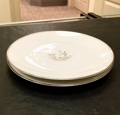 Retired Noritake Ardis China 8 3/8" Platinum Tab Salad Plate TWO Pc Set