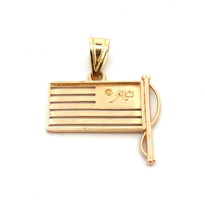 Michael Anthony 14K Yellow Gold God Bless America USA Flag Patriotic Pendant