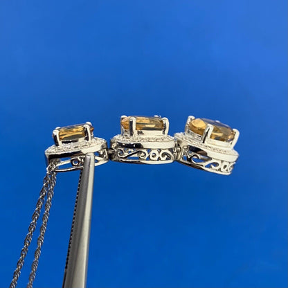 Kay Jewelers 925 Sterling Silver Oval Citrine Diamond Accent Pendant Necklace