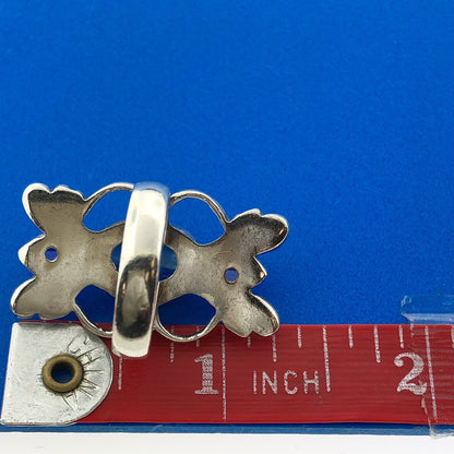 Lovely Sterling Silver 925 Blue Quartz Pink Crystal Floral Finger Ring Size 6.75