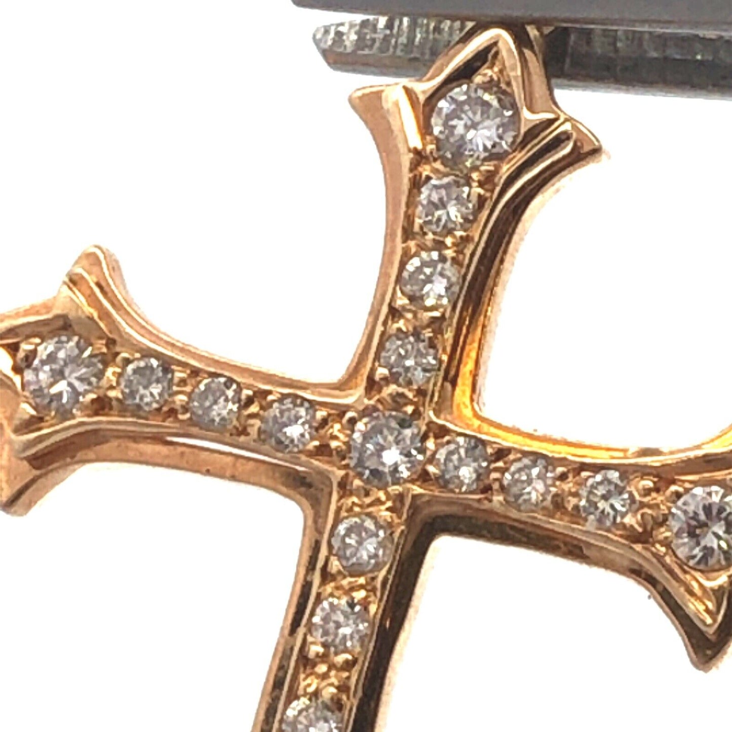 Designer KGJ 14K Yellow Gold Round Diamond Cross Pendant Chain Necklace