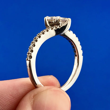Zales 14K White Gold Ever Us Diamond Duo Bypass Engagement Promise Bridal Ring