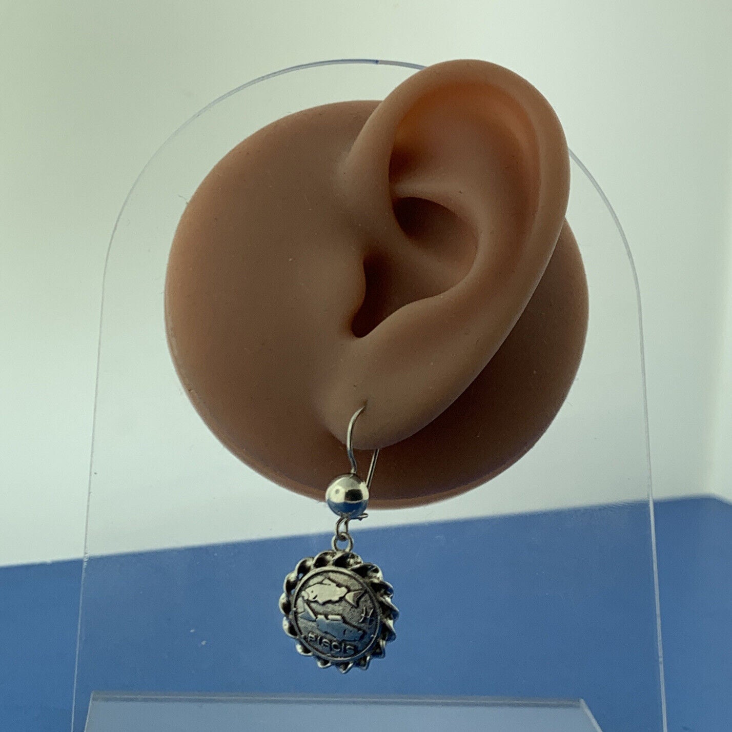 Mid Century Mexico 925 Sterling Silver Piscis Astronomy Drop Dangle Earrings