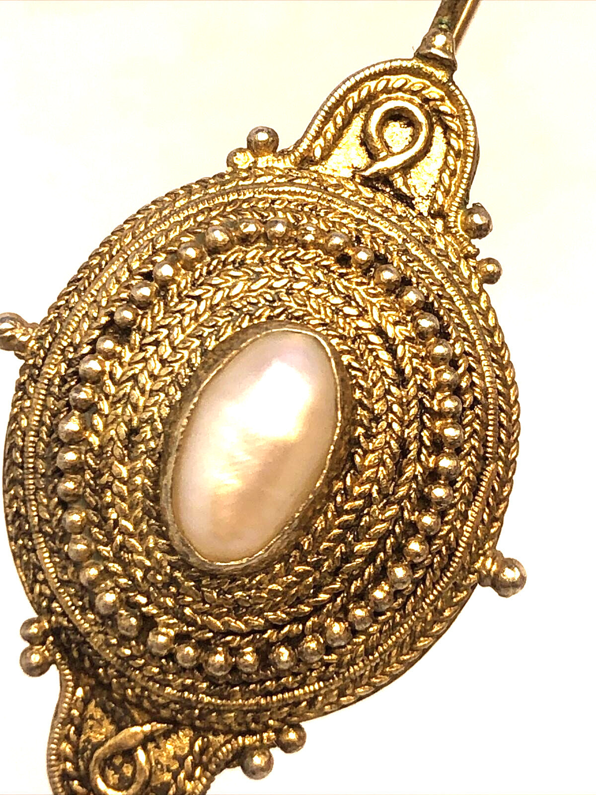 Designer 925 Sterling Silver Vermeil Braided & Beaded Oval Hook Earrings