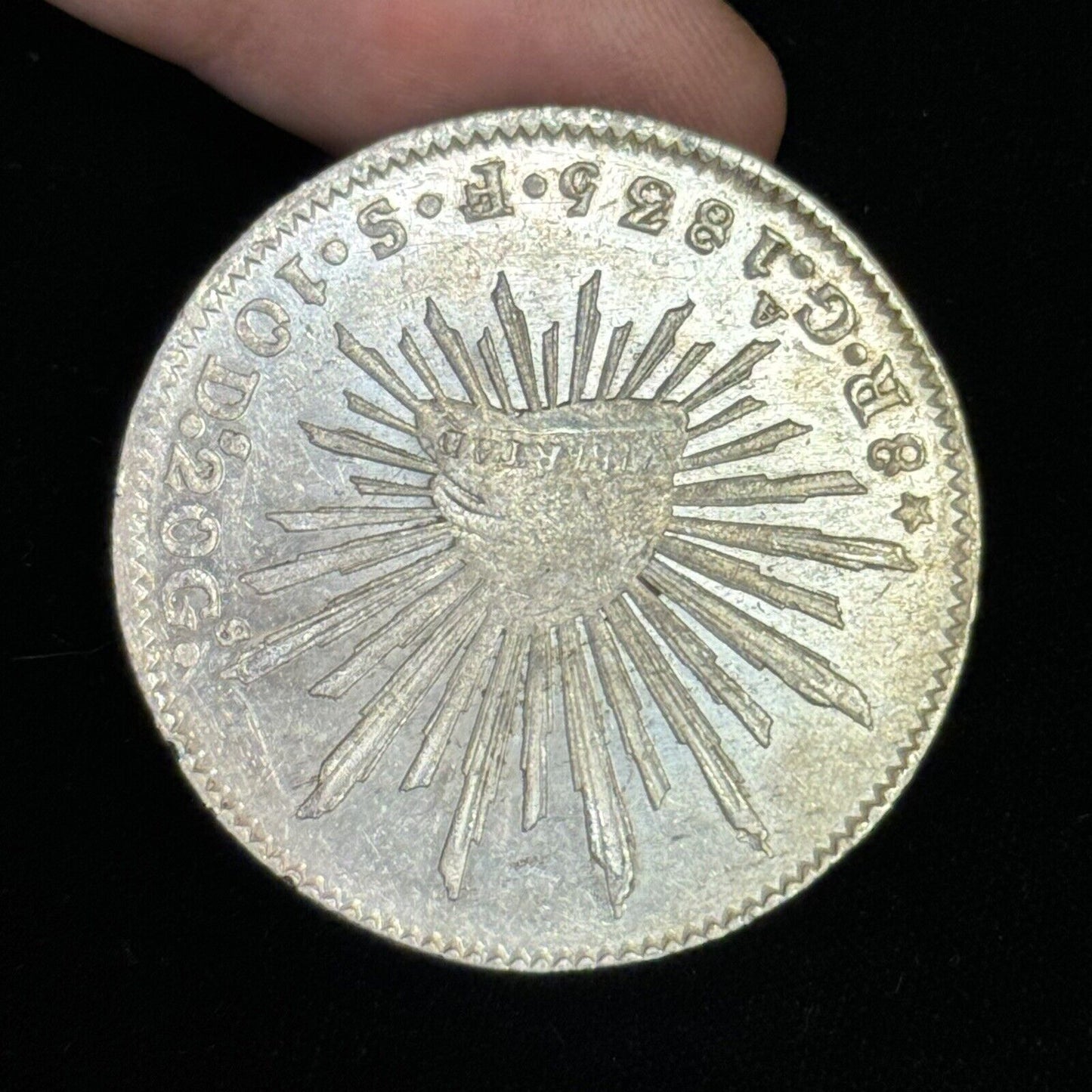 1835 Ga Guadalajara Mexico 8 Reales .903 Silver F.S. Cap & Rays Libertad Coin