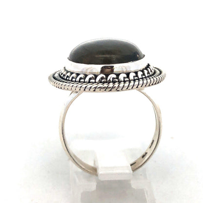 Designer YS 925 Sterling Silver Oval Labradorite Statement Ring