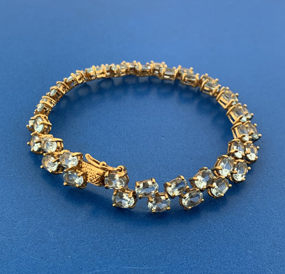 Designer 925 Sterling Silver Blue Topaz Double Row December Tennis Bracelet