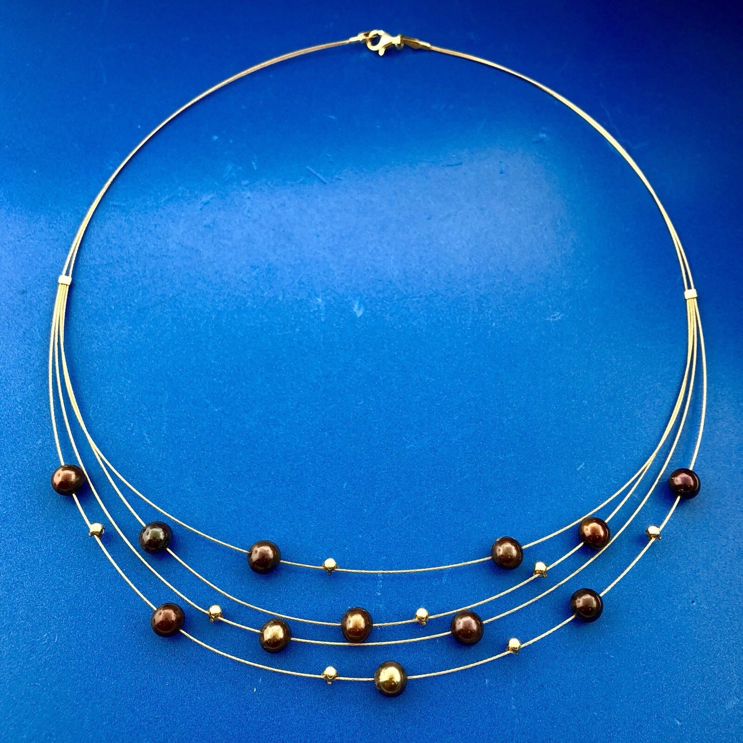 Adi Paz ZRW Israel 14K Yellow Gold Smoky Quartz Chocolate Pearl Cable Necklace