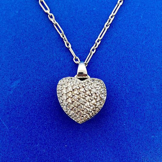 Jacmel Mauritius JCM Sterling Silver 925 Cubic Zirconia Heart Pendant Necklace