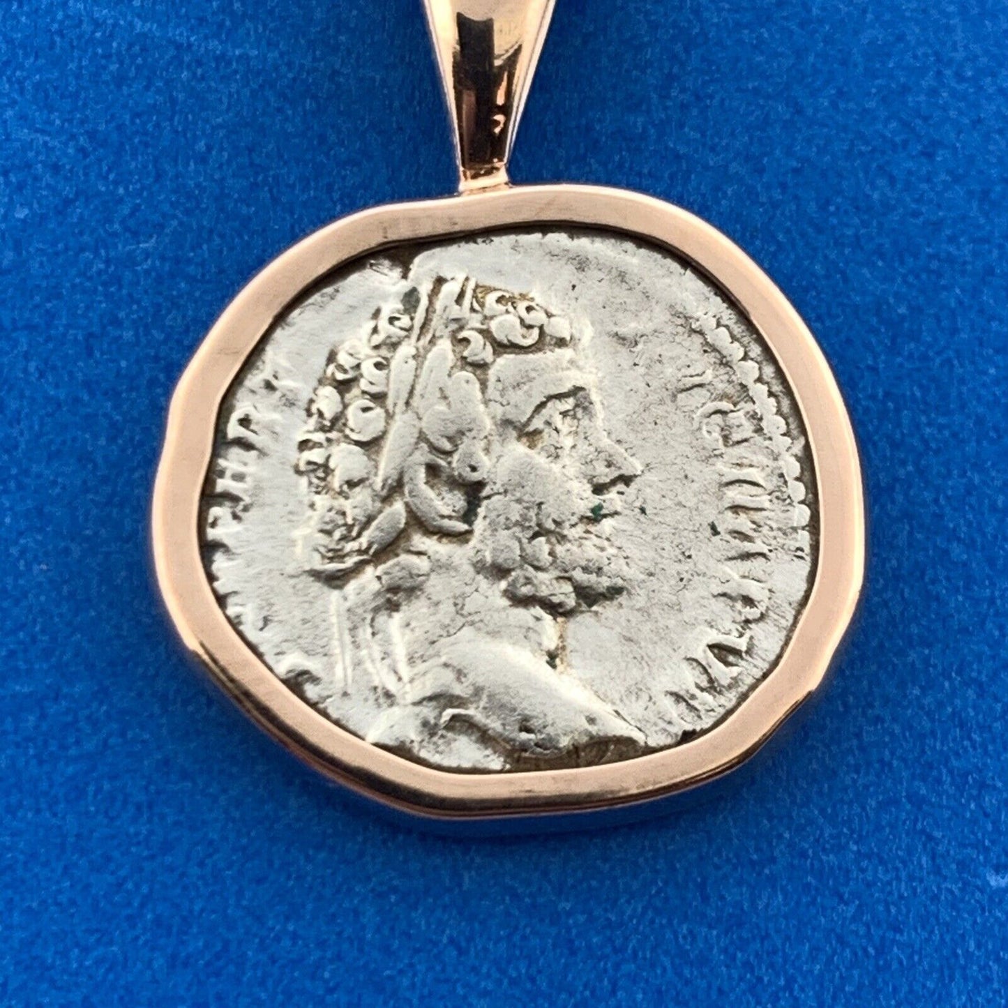 14k Rose Gold Antoninus Pius Winged Victory Roman Denarius Coin 24" Necklace