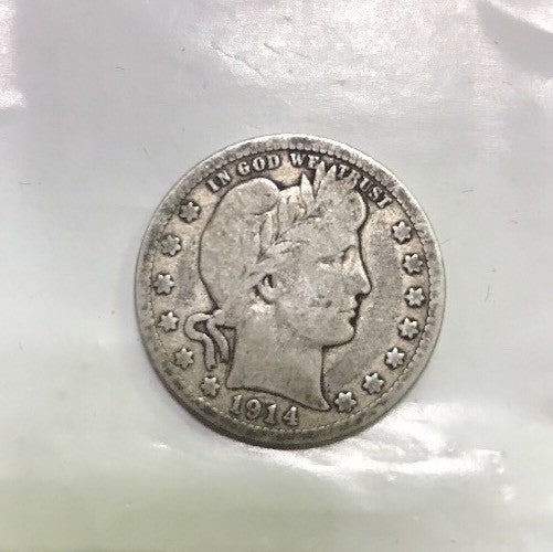 1914 D Barber Silver Quarter 25c $.25 Better Key Denver Rare Scarce