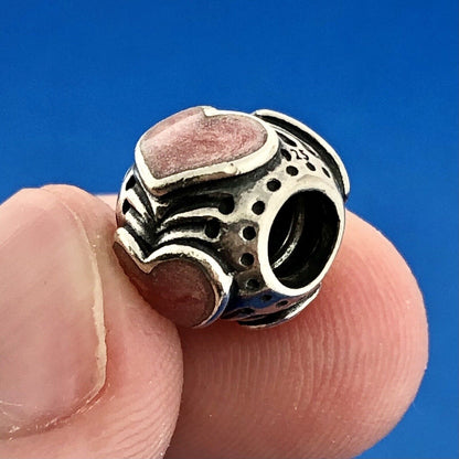 Authentic PANDORA 925 Sterling 790591EN28 Pink Enamel Rose Hearts Retired Charm