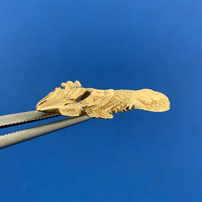 Designer Michael Anthony MA 14K Yellow Gold Textured Koi Fish Bass Pendant