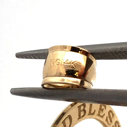 Designer NGI 14K Yellow Gold Enamel God Bless America USA Flag Round Pendant