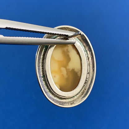 Vintage Orange Lucite 925 Sterling Silver Oval Stud Earrings