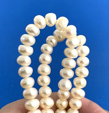 Estate 14K Yellow Gold Ivory Pearl Beaded Necklace