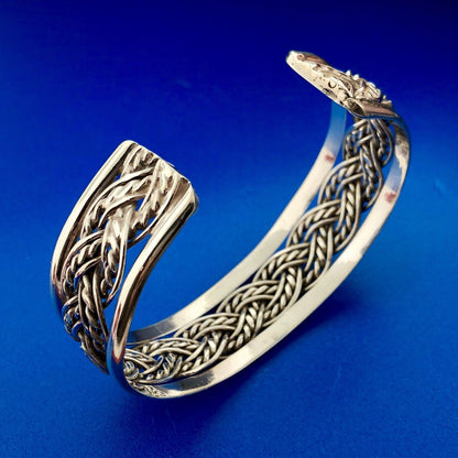 Vintage Taxco Mexico 925 Sterling Silver Open Basket Weave Wide Cuff Bracelet
