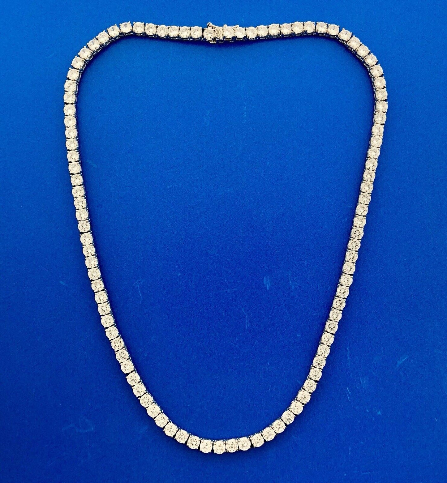 Glamorous Designer Sterling Silver Cubic Zirconia CZ Statement Tennis Necklace