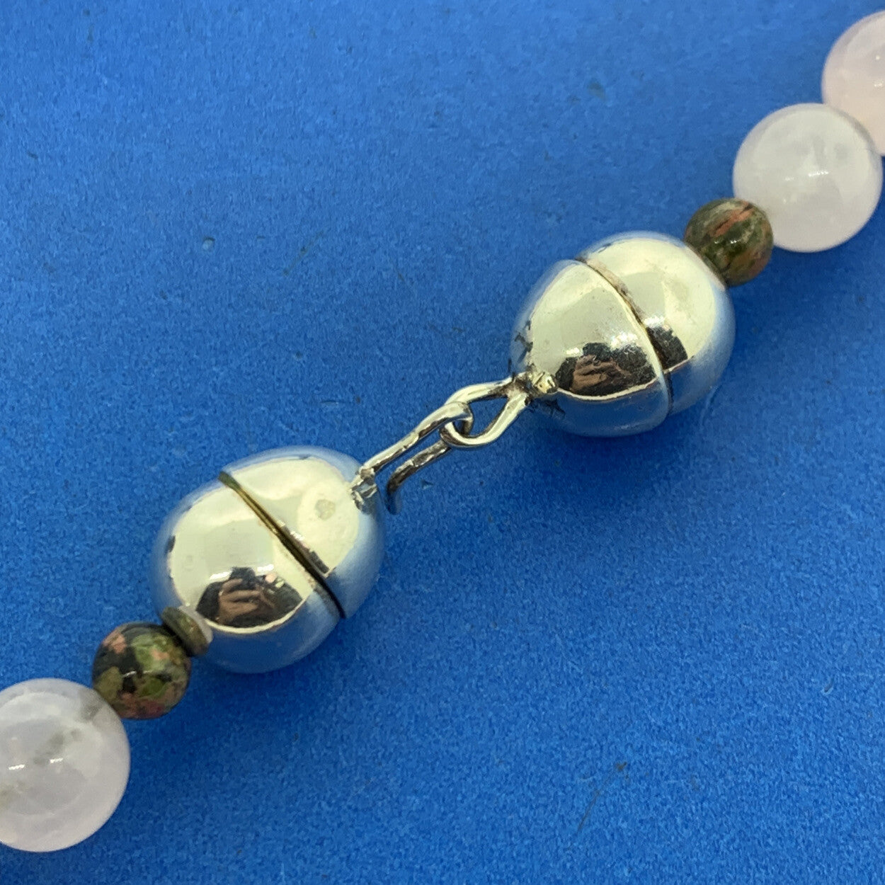 Mignon Faget 925 Sterling Silver Rose Quartz Jasper Moon Snail Beaded Necklace