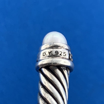 David Yurman S/Silver Pearl Pave Diamond Cable Classics Princess 5mm Bracelet