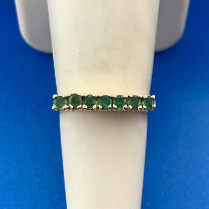 Gorgeous 14k Yellow Gold Round Cut Emerald Prong Set Raised Ring Size 5.25