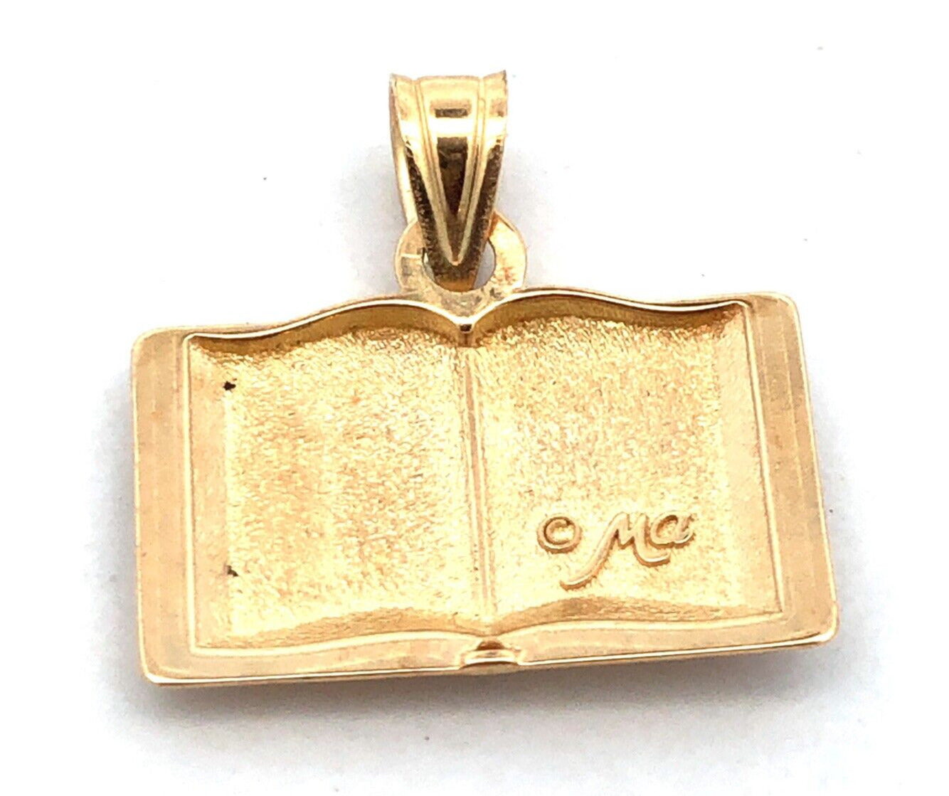 Designer Michael Anthony 14K Yellow Gold Cross Holy Bible Open Book Pendant