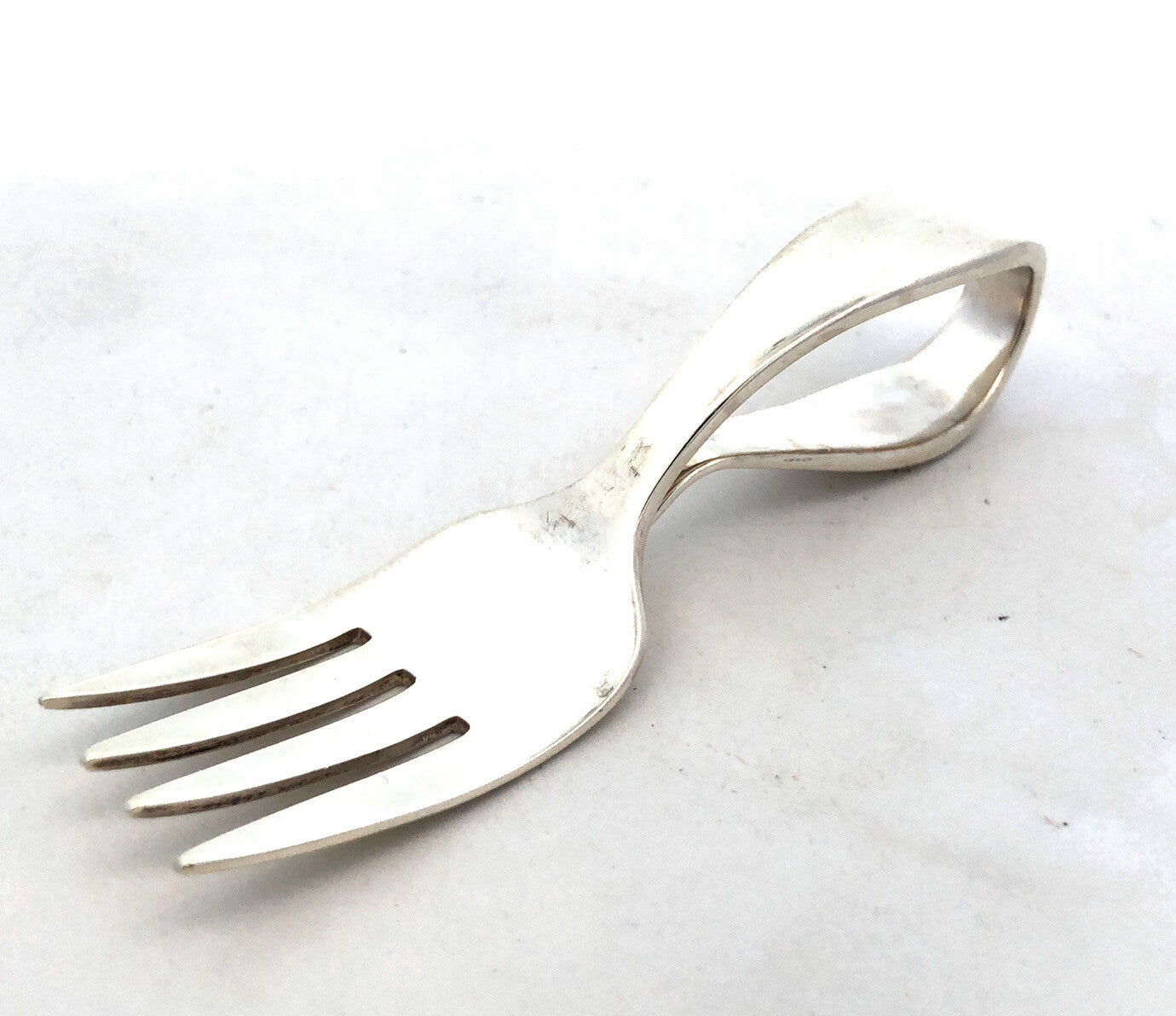 Designer Tiffany & Co. 925 Sterling Silver Curved Handle Baby Fork