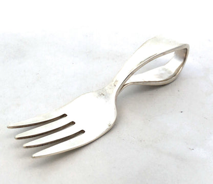 Designer Tiffany & Co. 925 Sterling Silver Curved Handle Baby Fork
