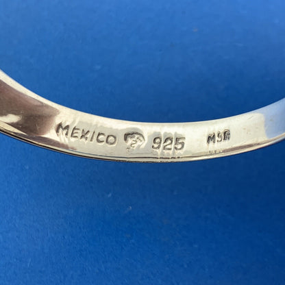 Mexican Sterling Silver 925 Tiger Eye's Quartz Bypass 6" Hinged Cuff Bracelet