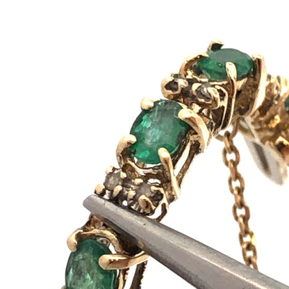 Designer P 10K Yellow Gold Emerald Diamond May Anniversary Tennis Bracelet