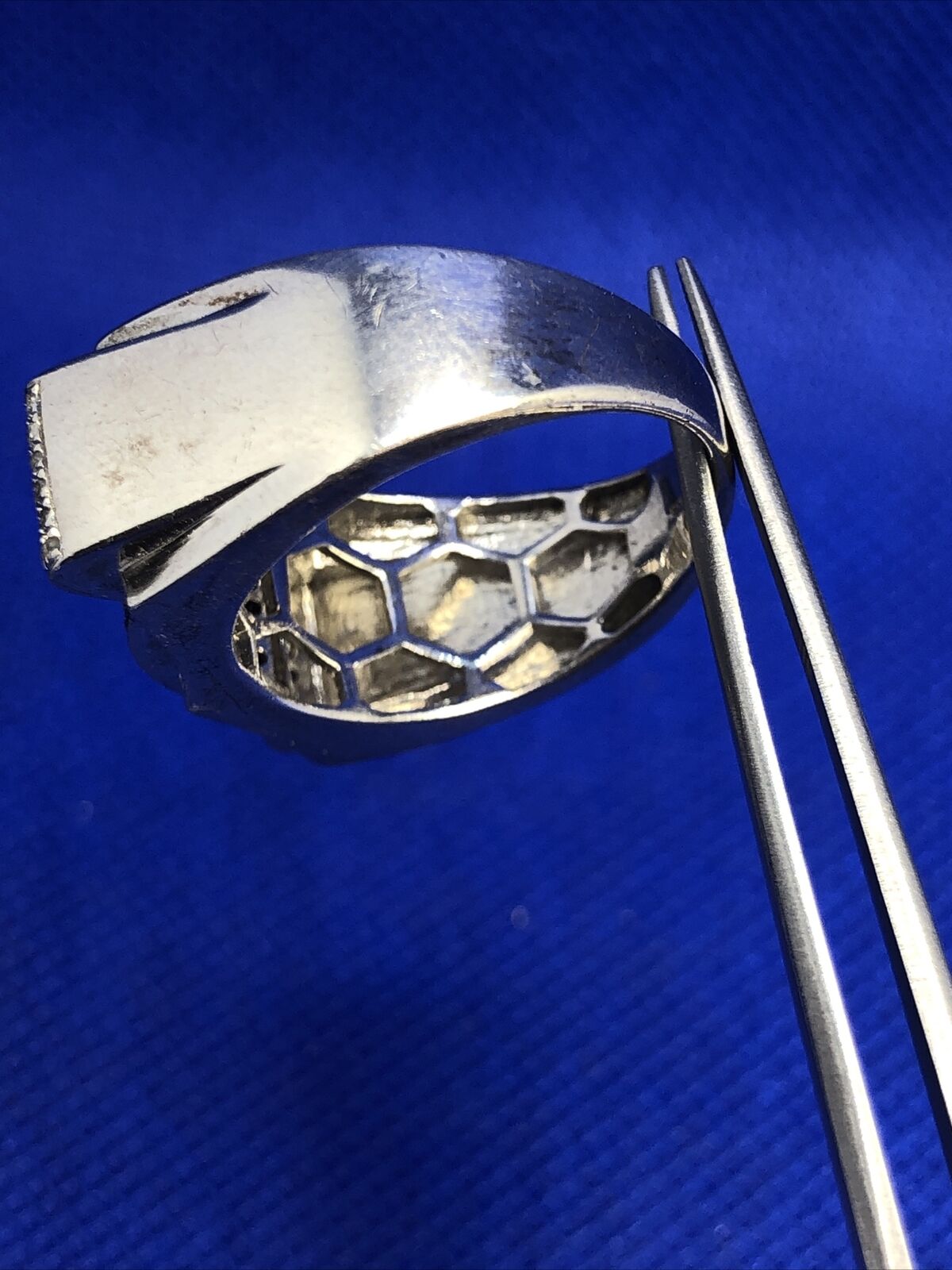 Designer 925 Sterling Silver Black White Pave Diamond Unisex Modernist Dome Ring