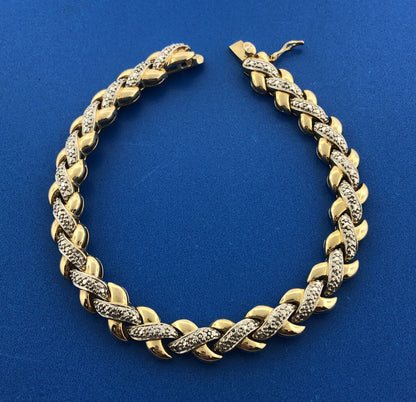 Designer 925 Sterling Silver Vermeil Two Tone Illusion X Tennis Bracelet
