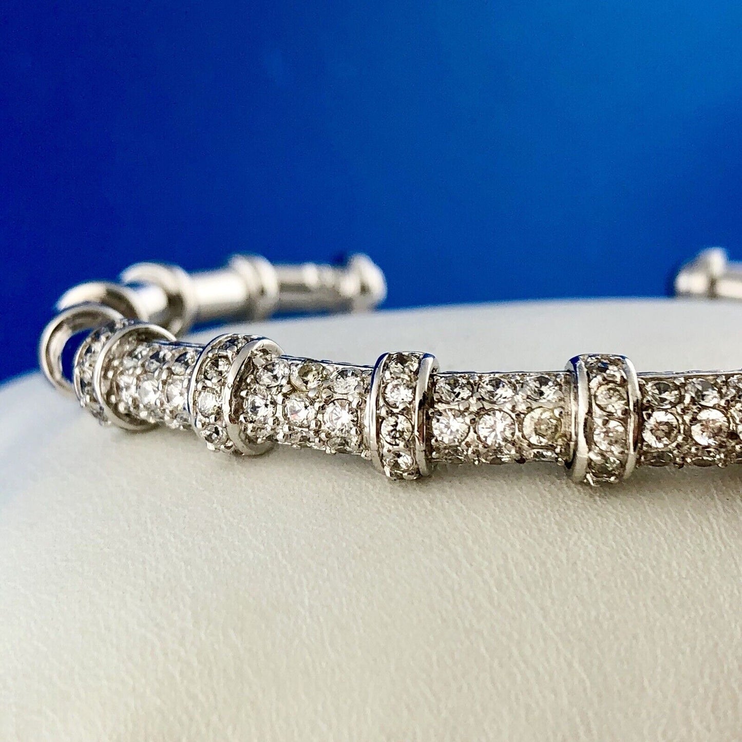 Joe Esposito ESPO Sterling Silver 925 Cubic Zirconia CZ Flexible Cuff Bracelet