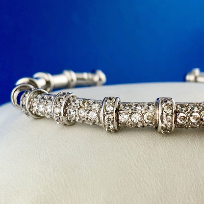 Joe Esposito ESPO Sterling Silver 925 Cubic Zirconia CZ Flexible Cuff Bracelet