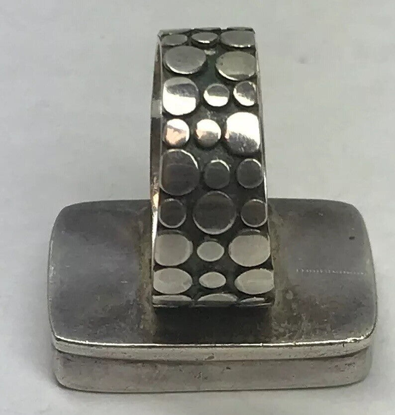 Vintage Sterling Silver 925 Purple Pink Floral Enamel Bead Work Statement Ring