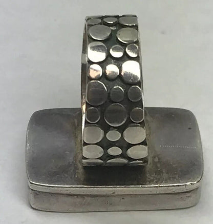 Vintage Sterling Silver 925 Purple Pink Floral Enamel Bead Work Statement Ring