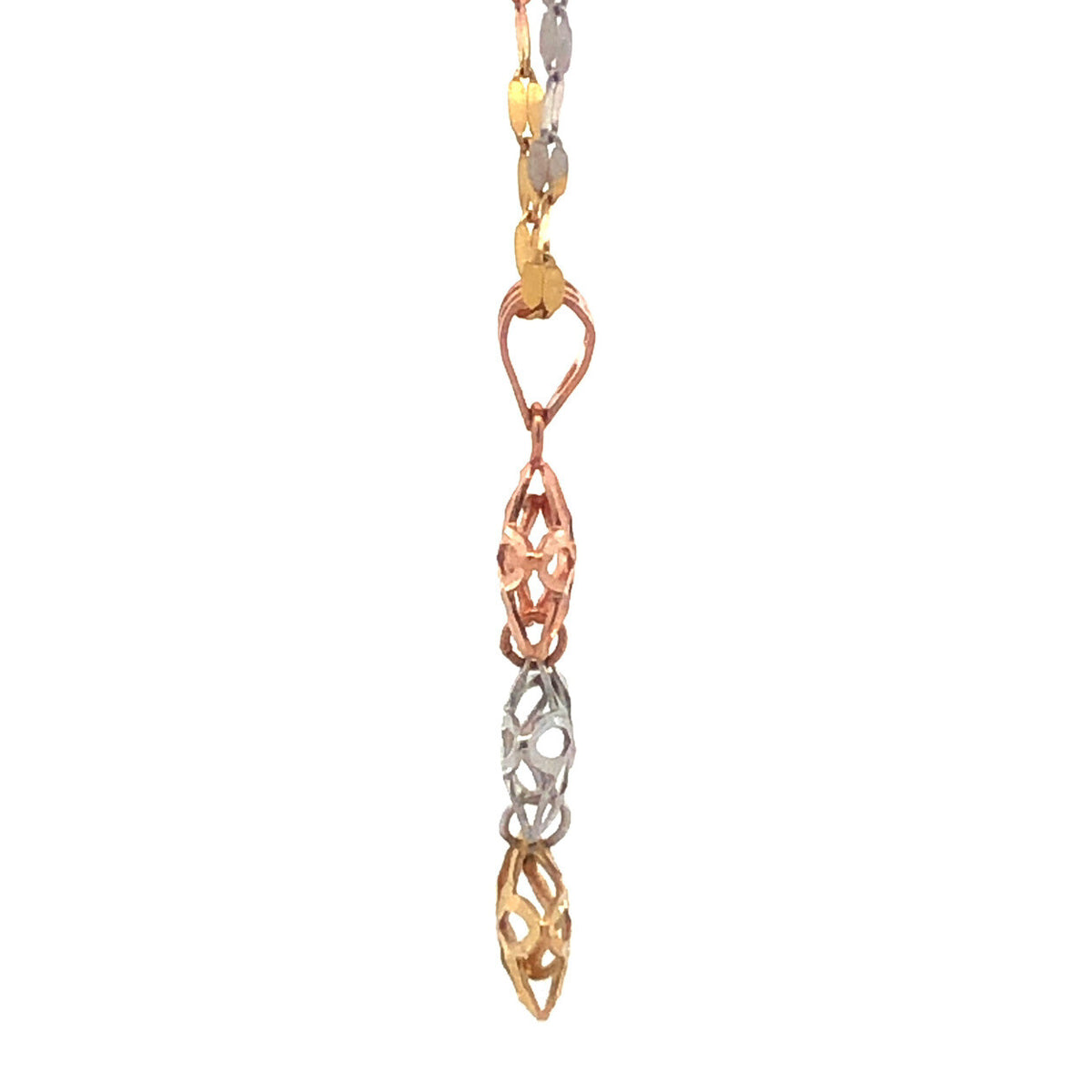 Retro Italy 14K White Yellow Rose Gold Three Star Diamond Cut Pendant Necklace