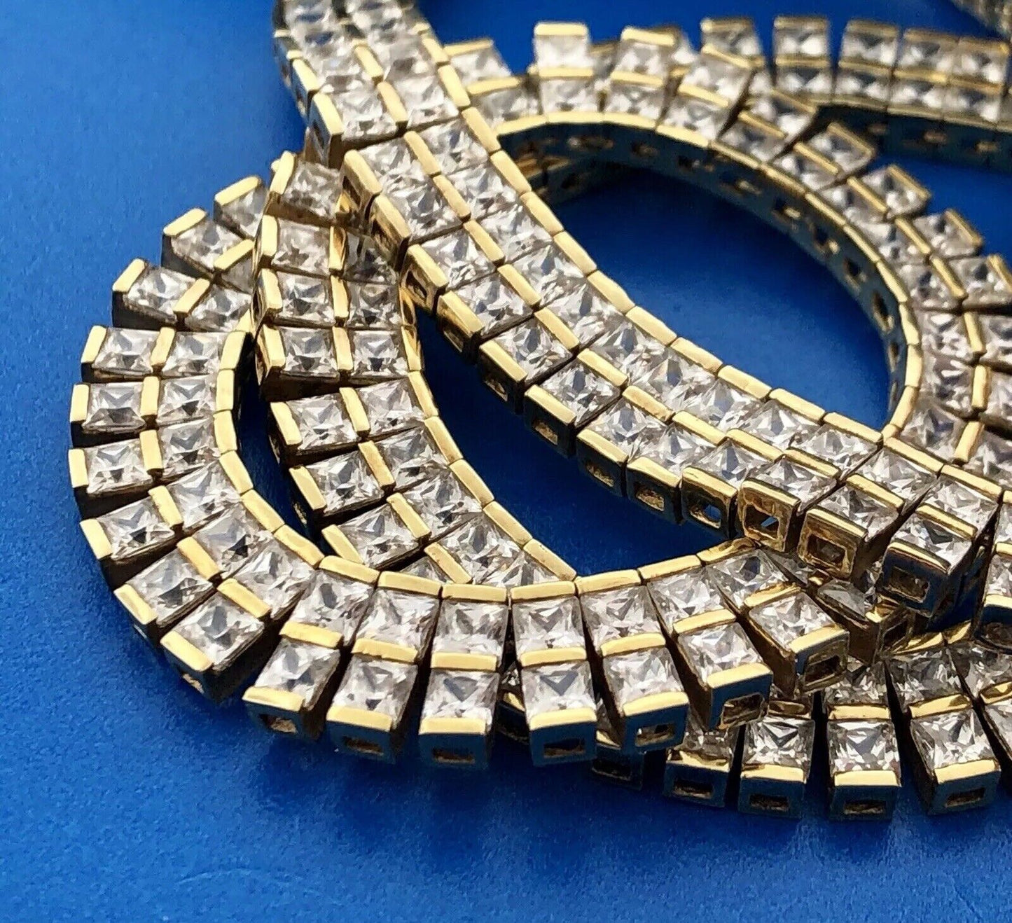 Vermeil Sterling Silver 925 Cubic Zirconia CZ Statement Collar Choker Necklace