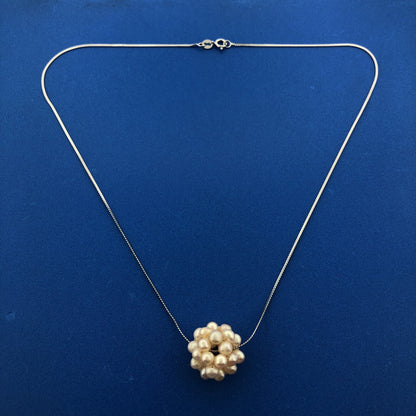 Stunning Sterling Silver 925 Iridescent Pink Pearl Cluster S Link 16" Necklace