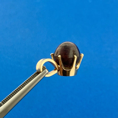 14K Yellow Gold Burgundy Purple Star Sapphire Solitaire Charm Pendant